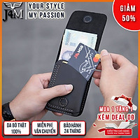 Ví sen 3, da bò thật, ví mini cầm tay J4M cho nam và nữ đựng tiền và thẻ, bh 24 tháng 1 đổi 1