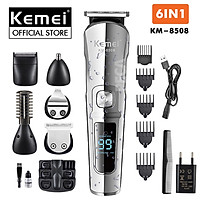 Tông đơ cắt tóc đa năng 11in1 Kemei KM-8508 nhiều đầu thay thế dùng cắt tóc, chấn viền, cạo râu, cạo lông, tỉa lông mũi, cạo chân mày,...có màn hình LED hiển thị điều chỉnh 2 mức tốc độ sạc nhanh 2h