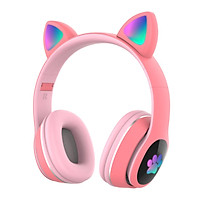 L400 Over Ear Music Headset Glowing Cat Ear Headphones 7 Color Breathing Lights Foldable Wireless BT5.0 Earphone with