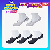 Combo 5 Đôi Tất Vớ Lười Nam, Sợi Cotton Cao Cấp Kháng Khuẩn, Chống Hôi, Silicon Chống Tụt Gót Chân - JM - MM