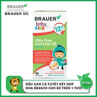 Viên mềm Dầu gan cá Tuyết tinh khiết và DHA Brauer Baby & Kids Ultra Pure Cod Liver Oil with DHA cho bé trên 1 tuổi (90 viên) - Nhập khẩu Australia