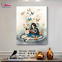 Tranh tự tô màu số hóa Cô gái đọc sách CN4128