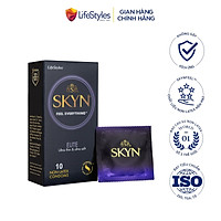 Bao cao su LifeStyles SKYN Elite Non-latex cao cấp siêu mỏng siêu mềm cảm giác chân thật không gây dị ứng không mùi cao su size 53mm - Hộp 10 bao - Xuất xứ Úc ( Hàng Chính Hãng )