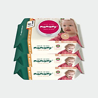 Combo 3 gói khăn ướt an toàn cho bé mamamy 100 tờ ngừa hăm, rôm sảy, kháng khuẩn không mùi (mẫu mới nhất)