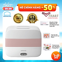 Hộp Cơm Điện Lock&Lock 1.7L EJR236WHT( gồm 4 hộp inox đựng cơm canh, có tay xách mang đi) Tặng Muỗng inox - Hàng Chính Hãng