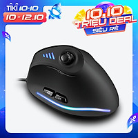 Chuột Chơi Game Có Dây Dạng Đứng 11 Nút Ánh Sáng Laze RGB Zelotes C-18 - Đen (10000DPI) (128GB)