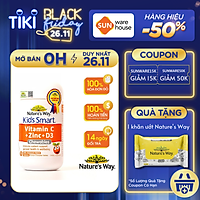 Viên Nhai Nature’s Way Kids Smart Vitamin C+ZinC+D3 Chewable Tablets Cho Bé Phát Triển Toàn Diện 75 Viên