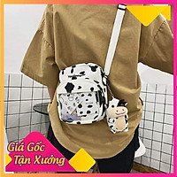Túi đeo chéo vải đựng đồ canvas in hình bò sữa bóng kính phong cách Hàn Quốc siêu HOT HIT 2021
