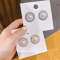 Bông tai nữ đính đá lấp lánh khuyên tai nụ ngọc trai nhân tạo pha lê xinh xắn sang trọng TB293 - TOBI'SHOP