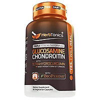 Glucosamine Chondroitin MSM with Clinically Proven Tetrahydrocurcumin Also Turmeric Curcumin, Boswellia - Joint Pain Relief Support Supplement - Anti-Inflammatory for Men & Women 90 Vegan Capsules