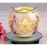 Đèn Xông Tinh Dầu In Hoa Bằng Sứ