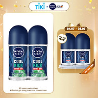 Combo 2 Lăn Khử Mùi Nivea Men Cool Kick mát lạnh - siêu khô thoáng 50ml - 83188