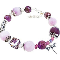 Vòng Tay Laliz Mệnh Hỏa Thổ Đá Thạch Anh Ưu Linh Tím Mix Đá Kunzite Đá Pha Lê + Charm