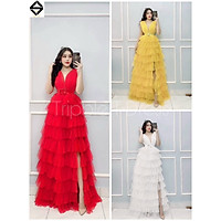 Đầm maxi dự tiệc xếp tầng kèm nịt eo sang trọng TRIPBLE T DRESS -size M/L - MS243V