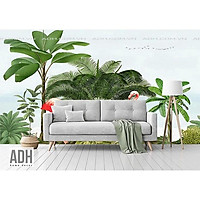 Tranh dán tường hồng hạc trên đảo cọ ADH191003