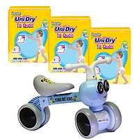 Combo 3 gói tã quần Unidry L68 tặng xe chòi chân con ong phát đèn nhạc VBCare 052