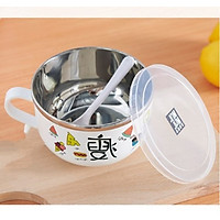 Bát úp mì lõi inox giữ nhiệt nắp TRONG SUỐT, tặng kèm muỗng , tô đựng mì giữ nhiệt tiện ích