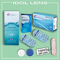 Bộ kính áp tròng cận không màu MAXIclear, dung dịch ngâm MAXIcare 360ml + dung dịch nhỏ mắt MAXIfresh (Combo sử dụng kính áp tròng đầy đủ)