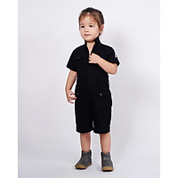 Jumpsuit Trẻ em Unisex_ Yvette LIBBY N'guyen Paris_WRIGHT FLYER_Màu Đen (Black), Vải lanh cao cấp viền cotton lụa Ý