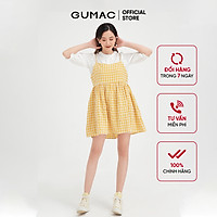 Đầm nữ hai dây babydoll dễ thương màu caro vàng GUMAC DB470