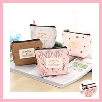 Ví Nữ Mini Vải Canvas Kích Thước 9x9cm Đựng Son - Bóp Mini Đựng Vé Xe, Chìa Khóa Tiện Lợi