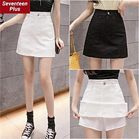 Chân váy ngắn phối túi chữ a nhiều size 2 màu đen trắng cho nữ thời trang