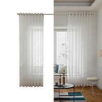Rèm cửa sổ voan màu trắng Sheer Voile có vành trên cho nhà bếp, phòng ngủ và phòng khách