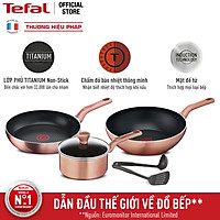 Bộ nồi chảo Tefal Cook & Shine 5 món gồm Chảo chiên 24 cm, Chảo xào 28cm, Quánh 18cm, Sạn và Vá - Hàng chính hãng
