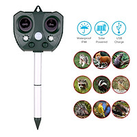Solar Ultrasonic Repeller Waterproof Outdoor Pest Animal Expeller with Motion Sensor and Flashing Light Repeller for