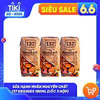Sữa Hạt Hạnh Nhân Nguyên Chất 137 DEGREES 180ml (Lốc 3 hộp)