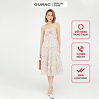 Đầm dáng xòe nữ thiết kế hai dây phối nơ ngực GUMAC DB542