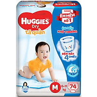 Tã Quần Huggies Dry Gói Cực Đại M74 (74 MIếng)