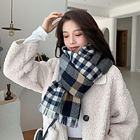 Khăn Choàng Cổ Len (Khăn Len Dày) Cao Cấp Giữ Ấm Mùa Đông Họa Tiết Caro - 50x195cm - Mã LN002