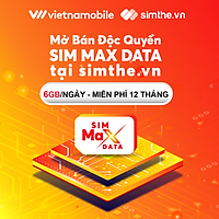 [Miễn Phí 12 Tháng] SIM MAX DATA 4G VIETNAMOBILE 6GB/Ngày. Trọn Gói 1 Năm - Hàng Chính Hãng
