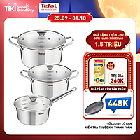 Bộ nồi inox Tefal Simpleo B907S644 3 món (2 nồi 1 quánh) - Thiết kế từ Pháp với inox 304 cao cấp - Hàng chính hãng