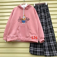 Áo hoodie ông già white + quần kẻ ô K&T SIÊU HÓT HIT (HÀNG CHÁT LƯỢNG )