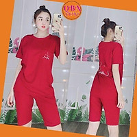 (Có bigsize 85kg)Đồ Bộ Thêu Form Rộng Lửng Cotton Mặc NhàĐồ Bộ Nữ Mặc Nhà Đẹp