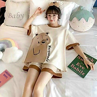 Đồ bộ nữ cộc tay mặc nhà thời trang mới nhất - Chất liệu Cotton, bộ đồ mặc nhà dễ thương