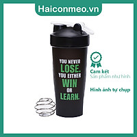 Bình lắc whey tập gym bình nước thể thao shaker pha sữa protein kèm bóng lắc 600ml Never lose