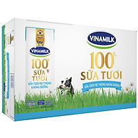 Thùng 48 Hộp Sữa Tươi Tiệt Trùng Vinamilk 100% Không Đường (180ml / Hộp)