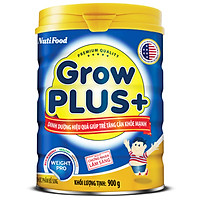 Sữa Bột NutiFood GrowPLUS+ Xanh Tăng Cân Khoẻ Mạnh Lon 900g Cho Trẻ Trên 1 Tuổi - Hàng Chính Hãng - Grow Plus TCKM