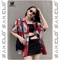 Áo SƠ MI NỮ form rộng SAM CLO in 3D cổ bẻ tay ngắn - lỡ dáng ulzzang freesize unisex mặc cặp, nhóm, hình ĐỊA DANH