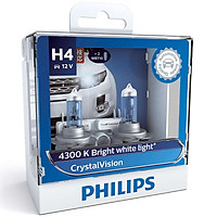 Hộp 2 Bóng Đèn Pha Xe Hơi Philips Crystal Vision H4 12342CVSM 12V 60/55W 4300K - Hàng Chính Hãng