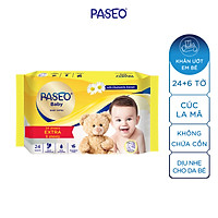 Khăn ướt em bé Paseo 24 tờ chiết xuất tinh dầu hoa cúc La Mã