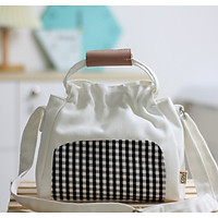 Túi đeo chéo vải canvas phom bầu phối caro thời trang COVI nhiều màu sắc T22