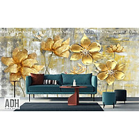 Tranh dán tường hoa vàng và bướm ADH191003