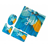 Non-Slip Bath Mat Contour Mat Toilet Lid Cover Shower Curtain Butterfly A
