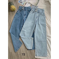 Quần jean baggy nữ bigsize lưng cao ống rộng 2 nút hàng MS72