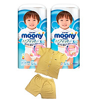 Combo 2 gói tã quần Moony cao cấp size M58/L44/XL38/XXL26 tặng bộ quần áo Nous và đồ chơi Toys House