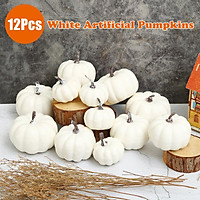 12PCS White Artificial Pumpkins Harvest Fall Halloween Decor Photography Props